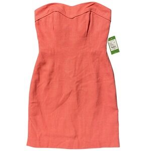 Lilly Pulitzer Bibi Dress Ginger Orang Strapless Linen Blend Mini Size 6 NWT